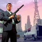 GTA V на новому поколінні: яскравий арт із логотипом гри, консолі PS5 та Xbox Series X|S, акцент на безкоштовному оновленні для власників попередніх версій.