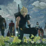 Final Fantasy VII Revelation: Клауд у моменті глибокої інтроспекції, неонове сяйво навколо, відчуття емоційної кульмінації, зв’язок із Заком та Аеріс.