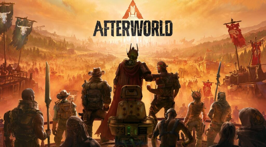 Офіційний постер постапокаліптичної стратегії Afterworld від Paradox з лідерами фракцій на фоні зруйнованого світу