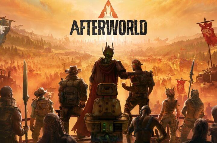 Офіційний постер постапокаліптичної стратегії Afterworld від Paradox з лідерами фракцій на фоні зруйнованого світу