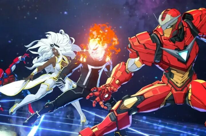 Постер файтингу MARVEL Tōkon: Fighting Souls в аніме-стилі з культовими супергероями коміксів