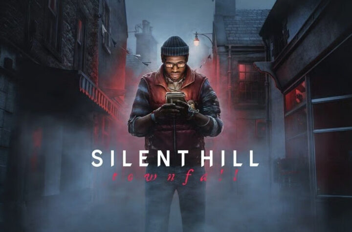 Головний герой горору Silent Hill: Townfall розглядає кишеньковий телевізор на фоні туманної вулиці — майбутній реліз на PS5