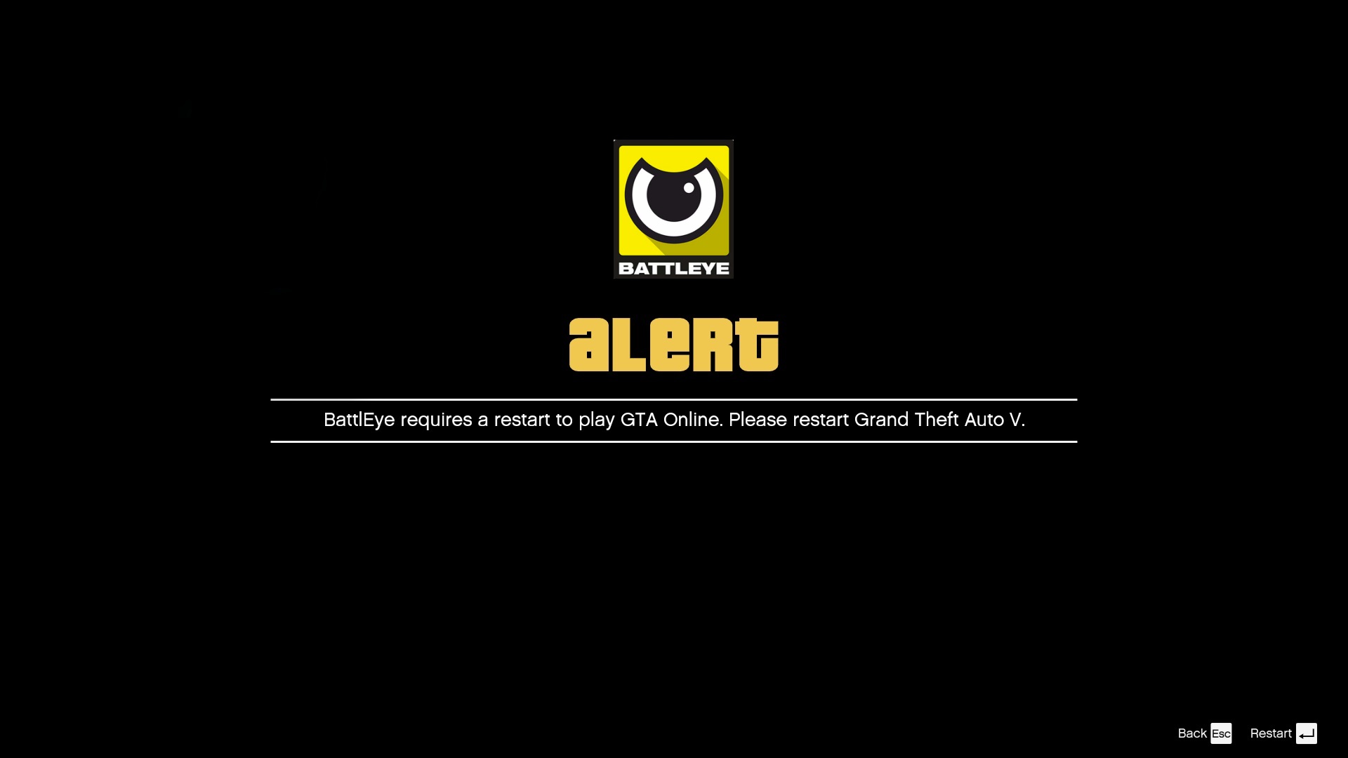 повідомлення BattlEye при вході в GTA Online