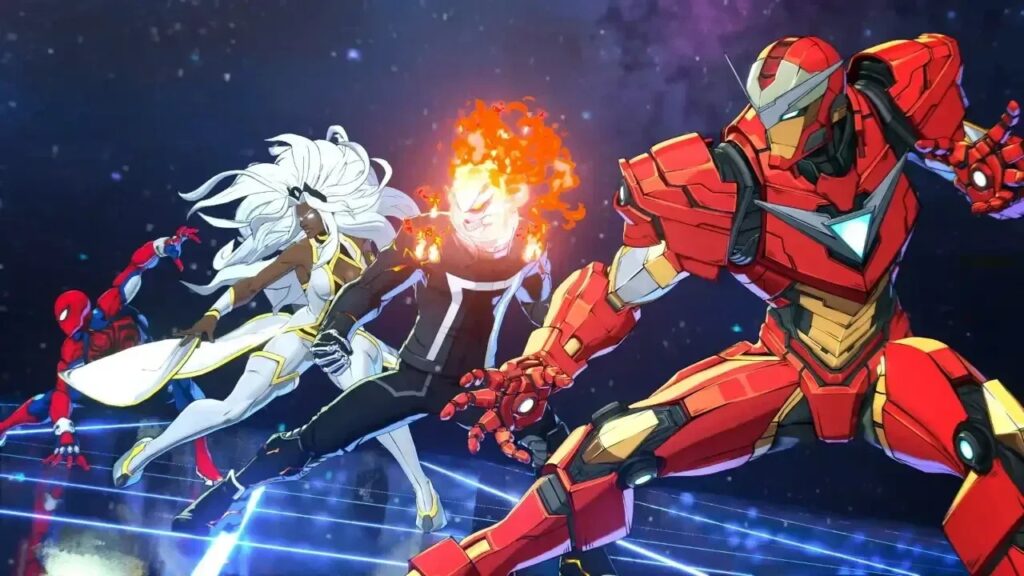 Постер файтингу MARVEL Tōkon: Fighting Souls в аніме-стилі з культовими супергероями коміксів