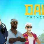 Дейв у водолазному спорядженні та персонажі Dave the Diver на тлі тропічного острова