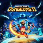 Офіційний постер гри Minecraft Dungeons II із героями та мобами у підземеллі