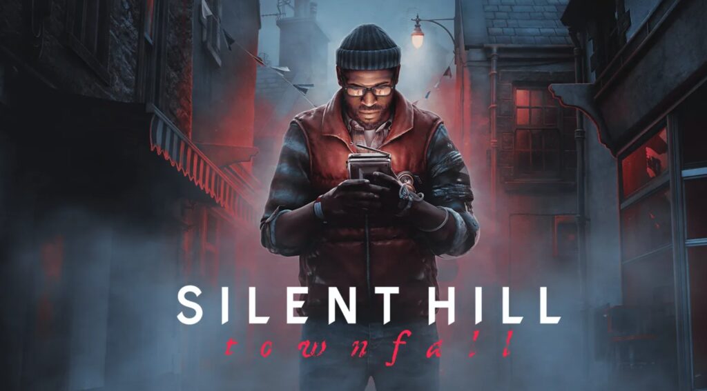Персонаж із кишеньковим телевізором CRTV на туманній вулиці в Silent Hill: Townfall