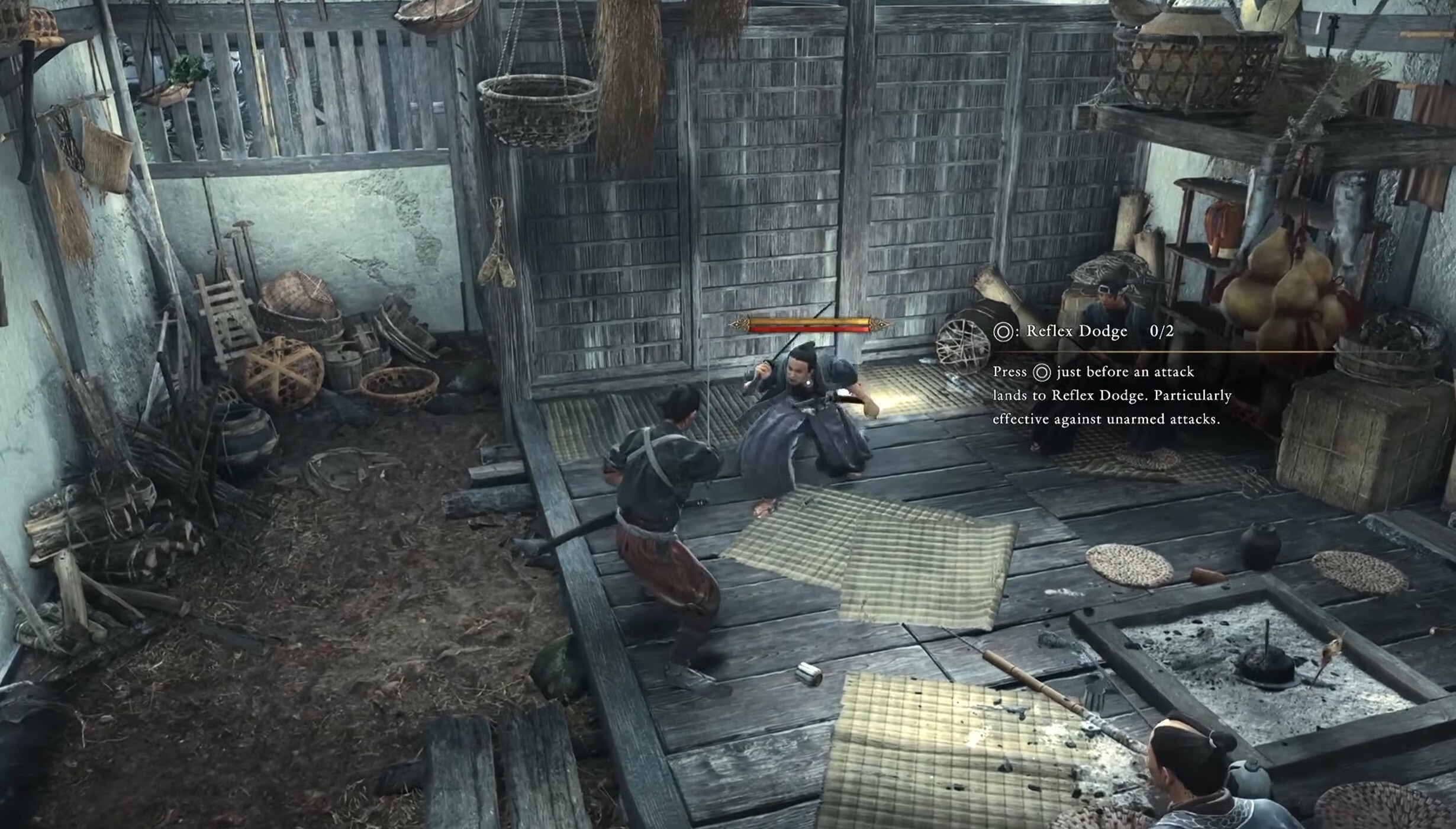 Геймплей Onimusha: Way of the Sword: тренування механіки ухилення Reflex Dodge