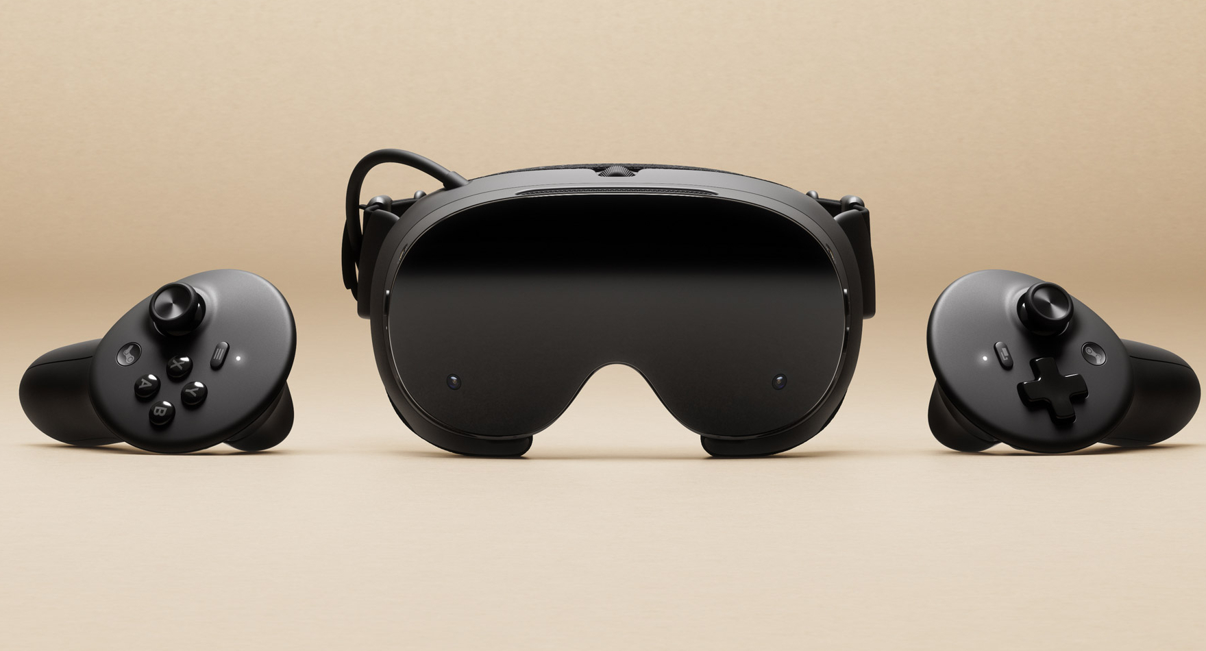 VR-гарнітура Steam Frame із двома бездротовими контролерами