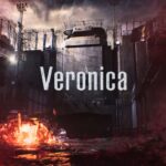 Текст Veronica білим шрифтом на тлі похмурої індустріальної споруди з колючим дротом та вогнем