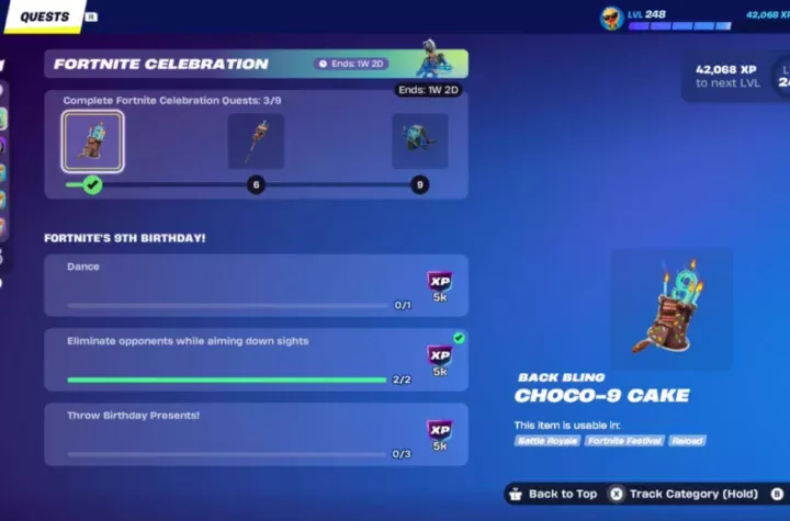 Святкова подія до 9-ї річниці Fortnite — завдання та нагороди