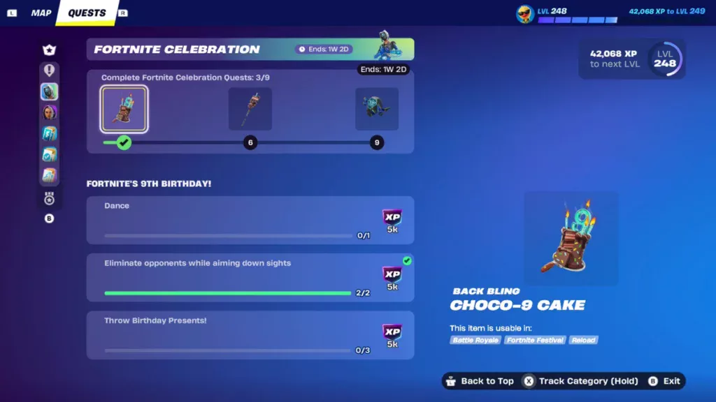 Святкова подія до 9-ї річниці Fortnite — завдання та нагороди