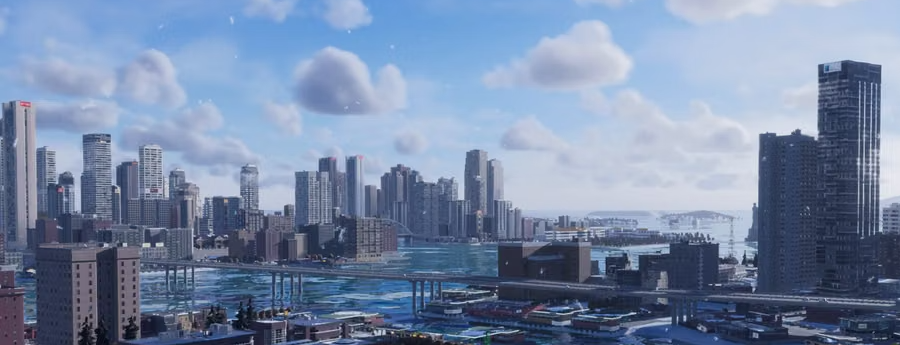 Зимовий міський район із хмарочосами в Cities: Skylines II