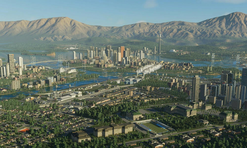 Міські райони, промислова зона та гори в Cities: Skylines II