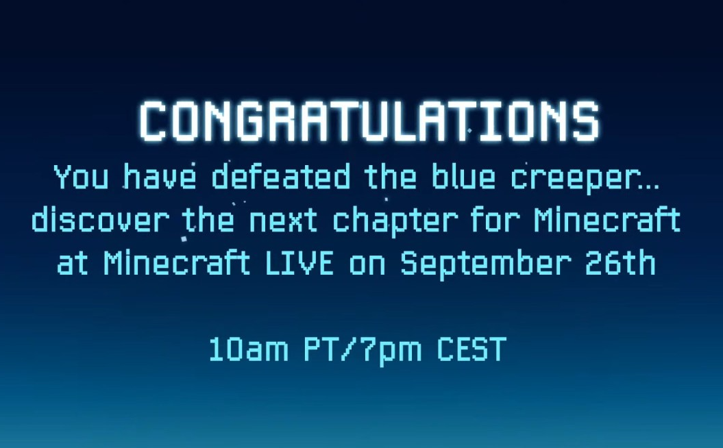 Анонс Minecraft Live 26 вересня після перемоги над Blue Creeper