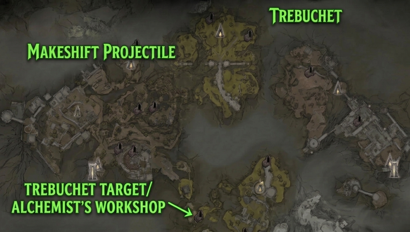 Загальна карта Mortal Shell 2 із позначеннями Trebuchet та Alchemist's Workshop