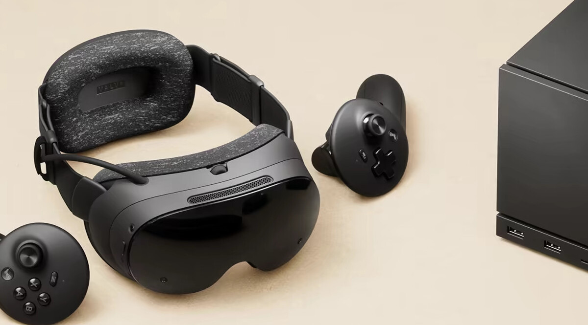 VR-гарнітура Steam Frame з контролерами та ігровою системою Valve