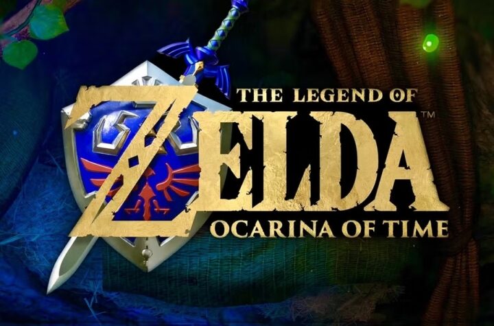 Логотип The Legend of Zelda: Ocarina of Time на тлі лісу
