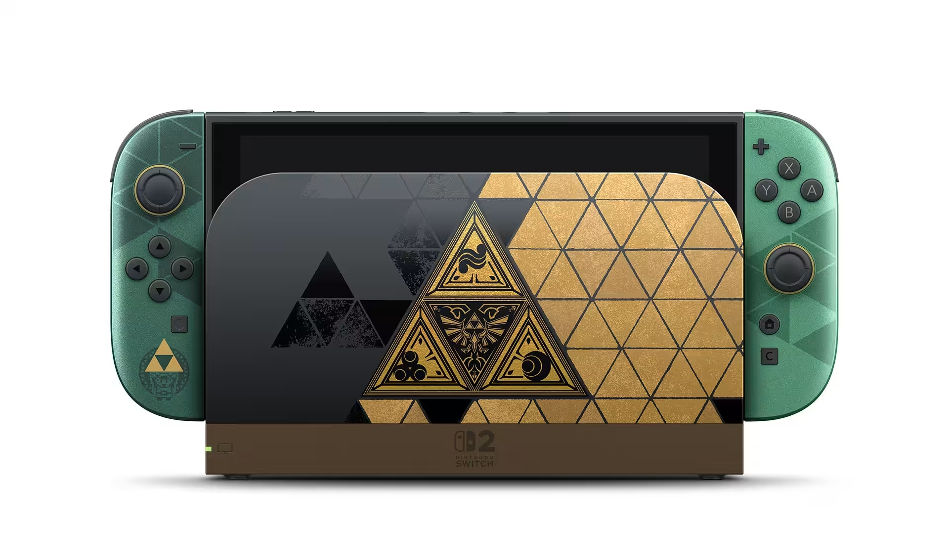 Ювілейна Nintendo Switch 2 Zelda у чорно-золотому оформленні з символом Трифорсу